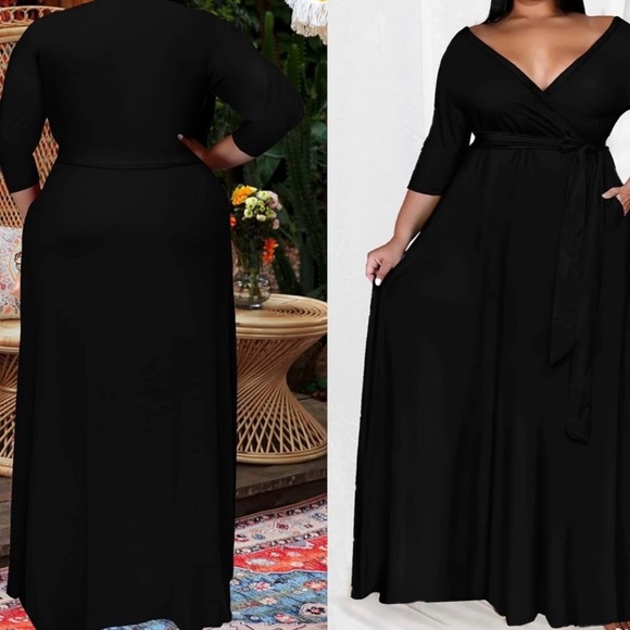 Black Stretch 2XL Maxi Plus size Dress - Picture 1 of 6